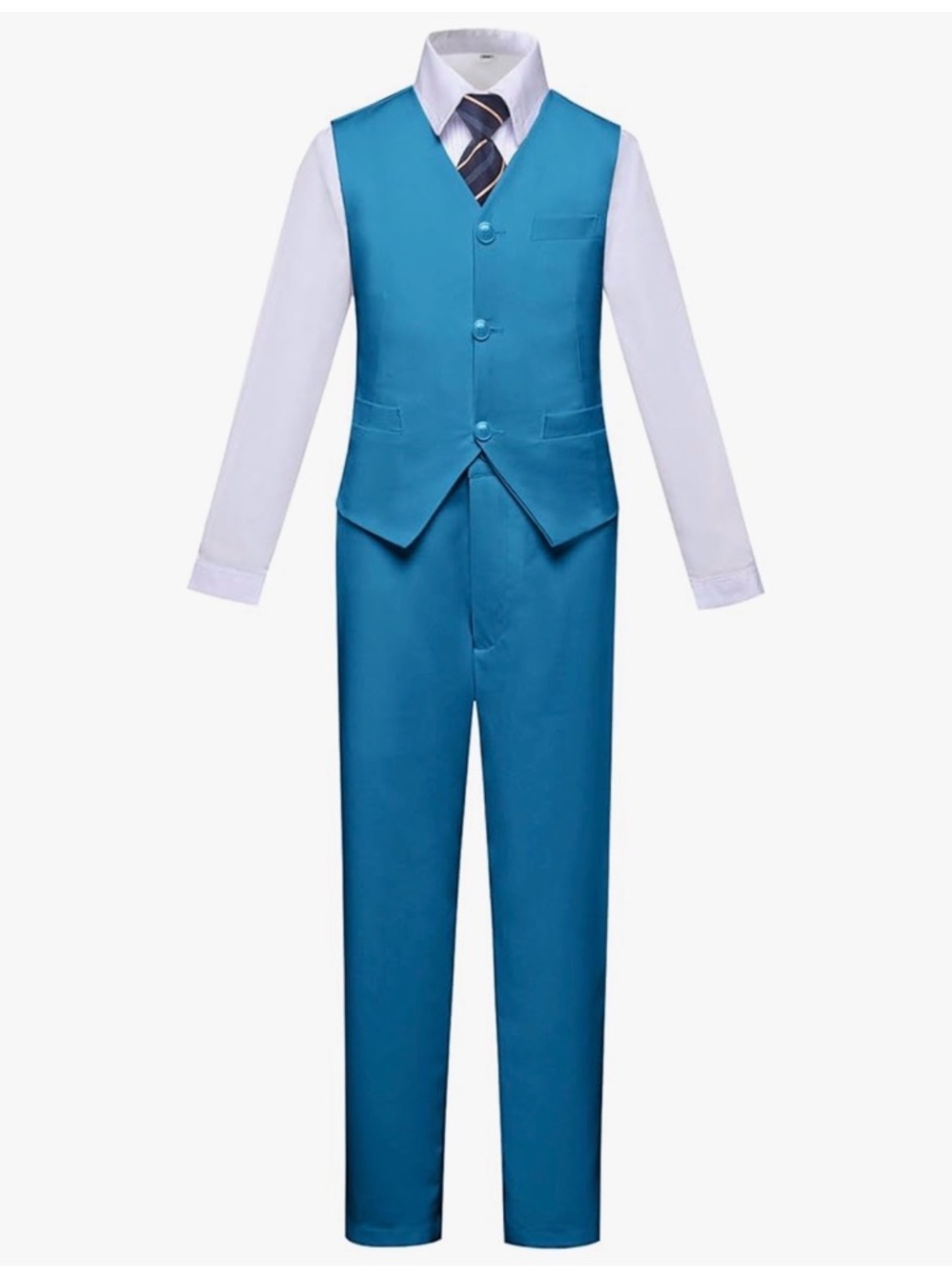 Boys Formal Lake Blue Vest & Trouser Set - Classic Occasion Suit Size 8